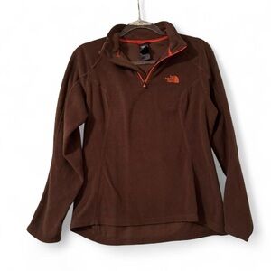 The North Face Brown Fleece 1/4 Zip with Orange Accents